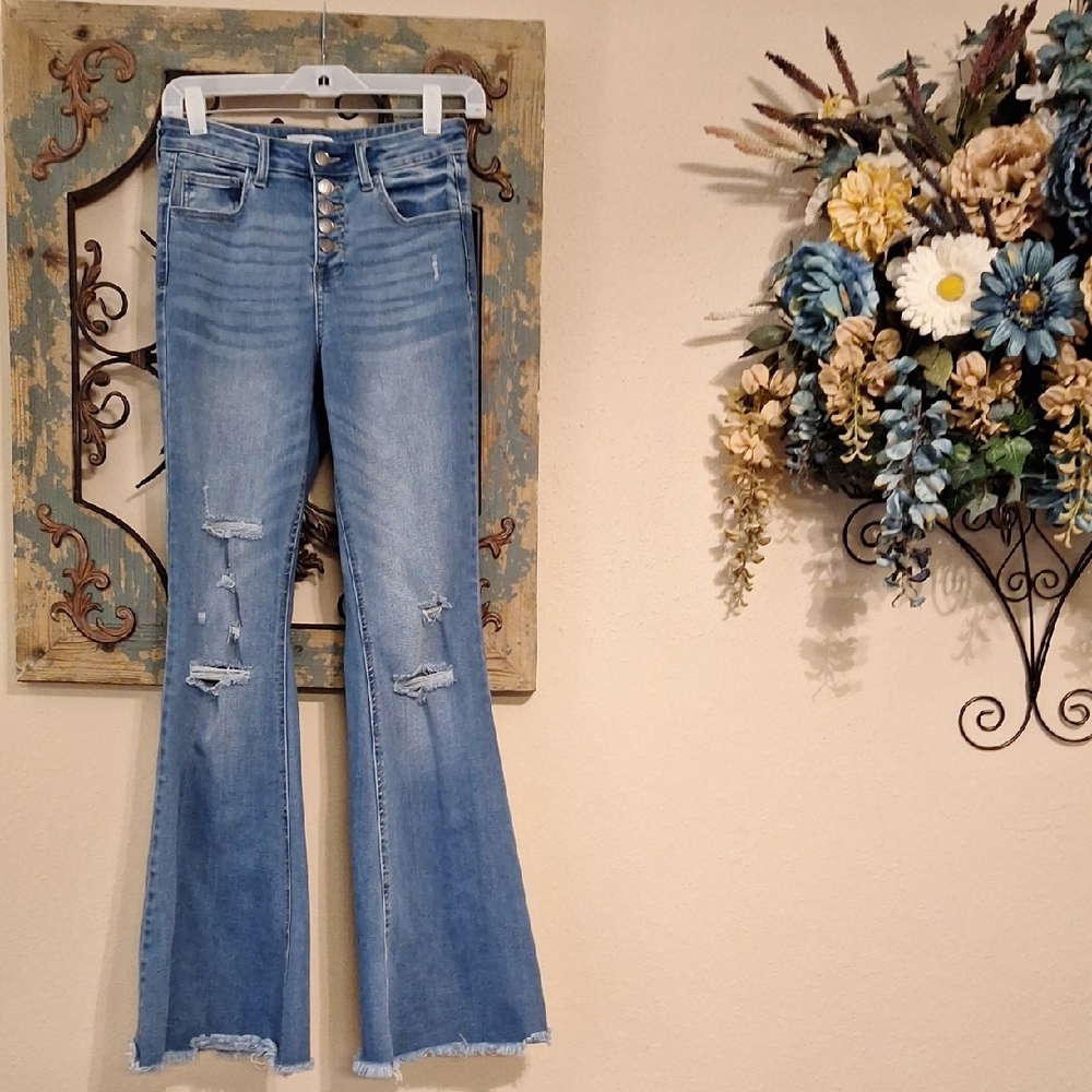Jelly Jeans Ripped & Distressed  Wide Leg Jeans. NWOT Size 3 - Picture 3 of 11